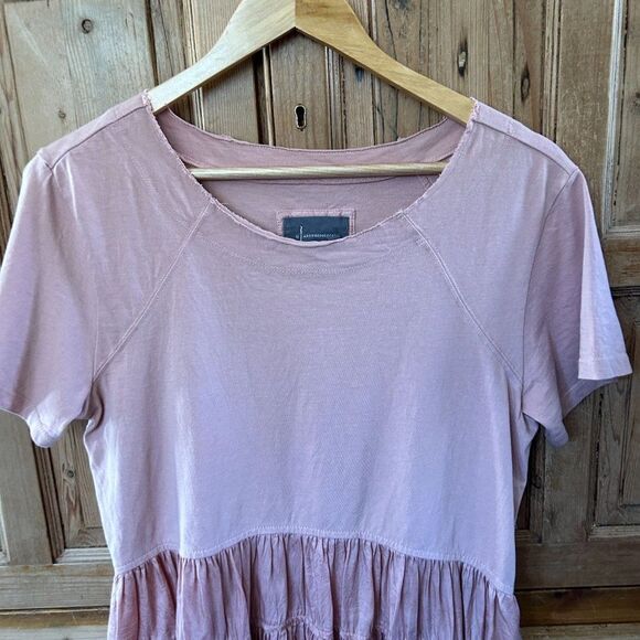 by Anthropologie‎ Small Top Pale Coral Pink Short Sleeve Ruffles Round Neck - Picture 2 of 11